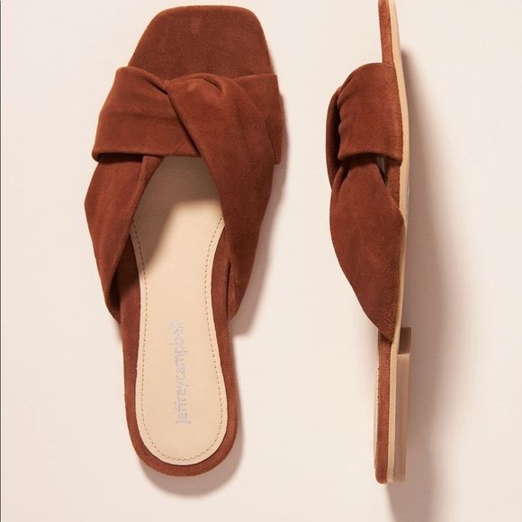Jeffrey Campbell Twist Slide Brown Suede Sandals EU 38/US 6.5 NWT - Picture 2 of 11